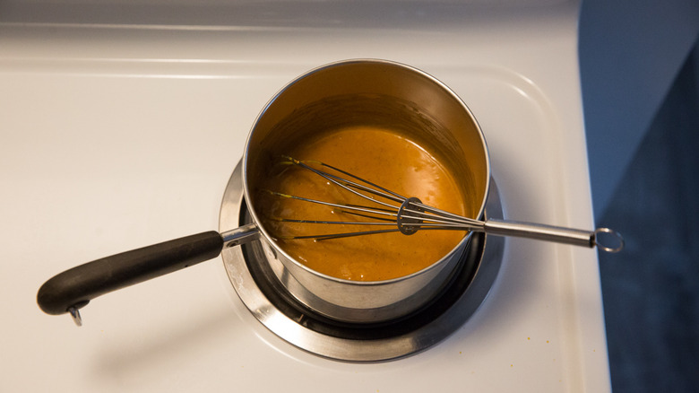 BBQ sauce in small saucepan