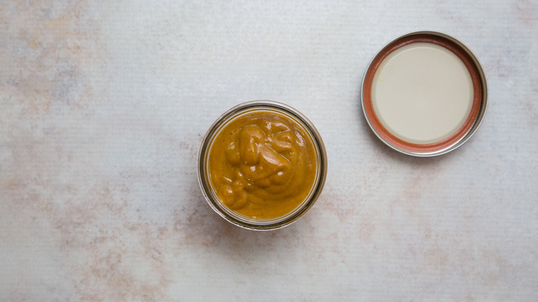 BBQ sauce in small jar