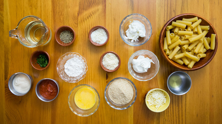Olive Garden ziti fritta ingredients on table
