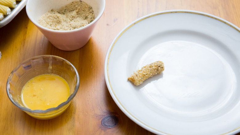 breaded pasta piece on plate