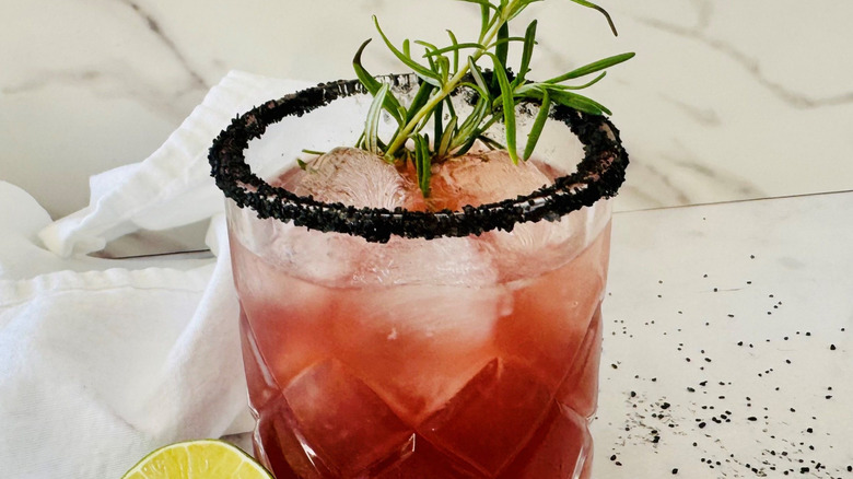 Rising Dragon margarita with black salt rim