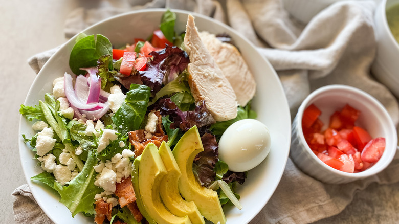 Copycat Panera Bread Green Goddess Cobb Salad salad in bowl