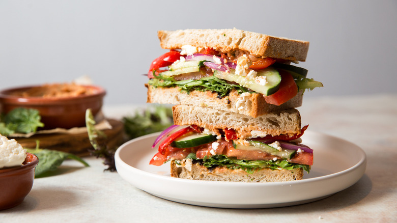 veggie sandwich served on table