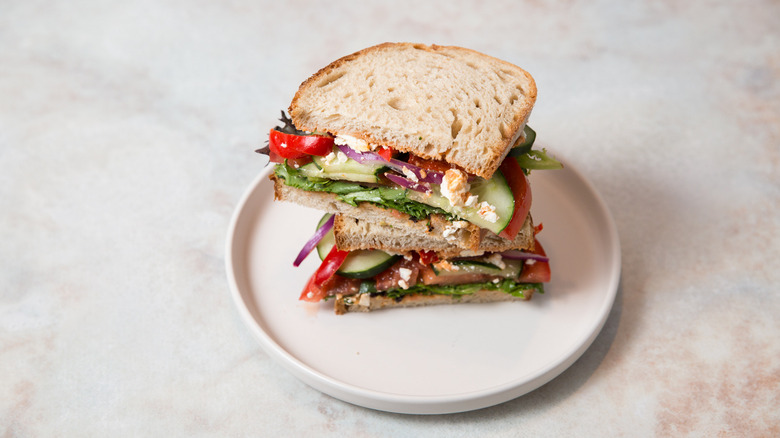 veggie sandwich served on table