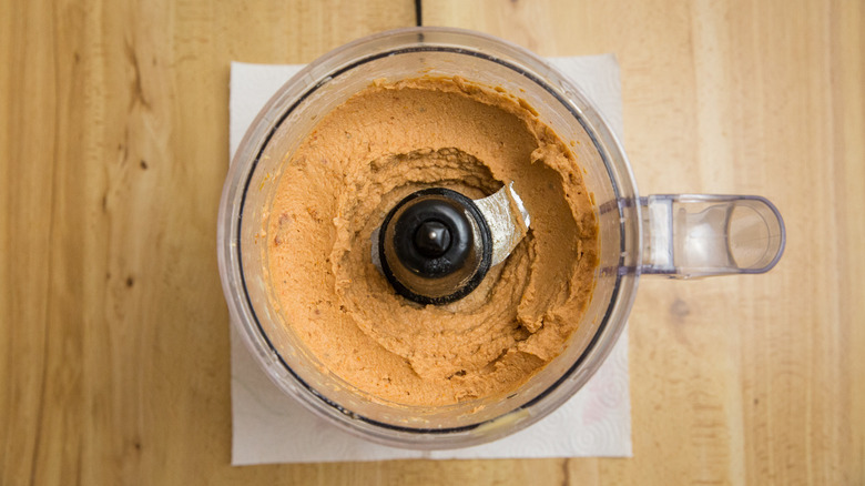 hummus in food processor bowl