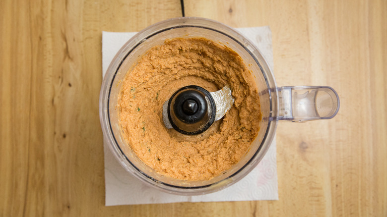 hummus in food processor bowl