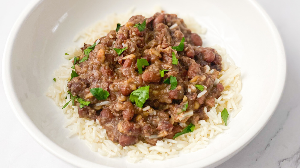red beans and rice in a bowl