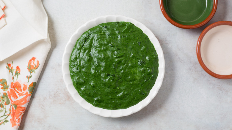 creamed spinach served on table