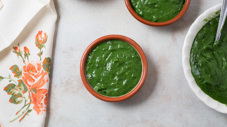 creamed spinach served on table