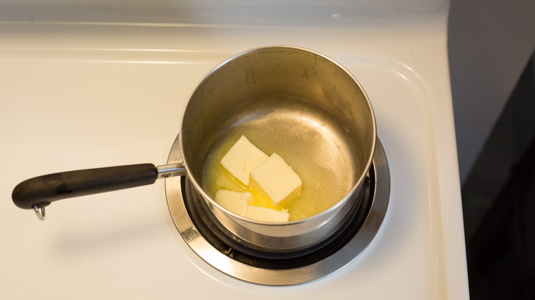 butter melting in small saucepan