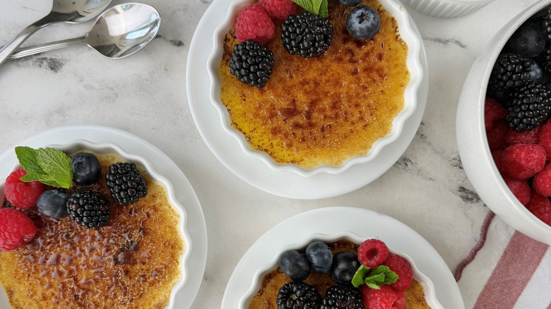 Creme brulee servings in ramekins