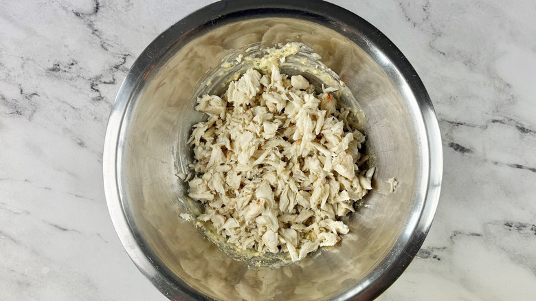 Crab meat in bowl