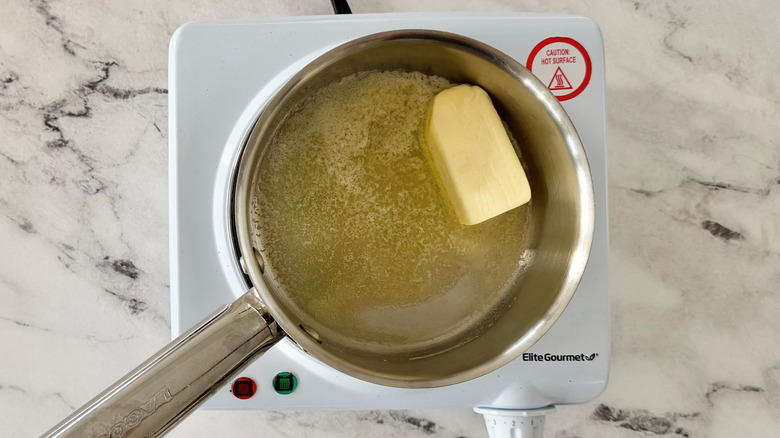 Butter and lemon juice in saucepan