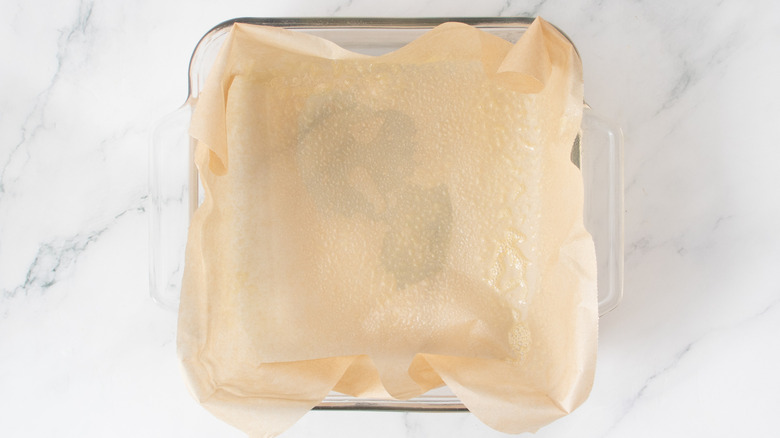 square pan with paper lining