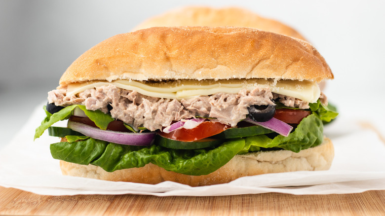 tuna sandwich on sub roll