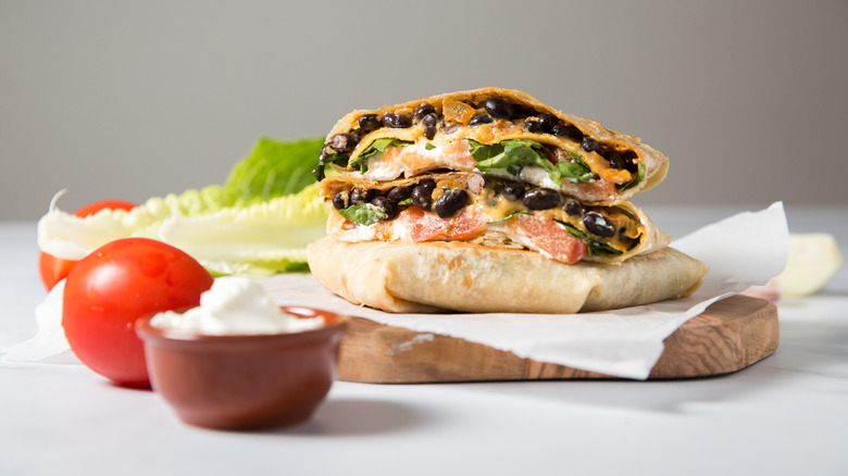 black bean wrap on table