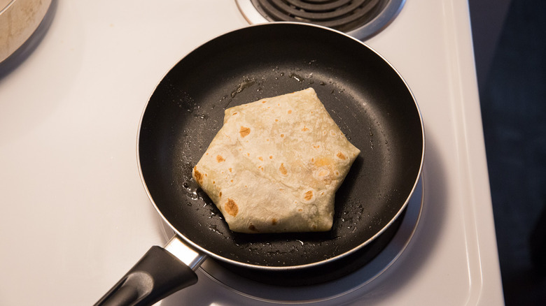 Crunchwrap browning in nonstick pan