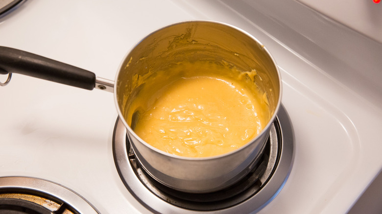 nacho sauce in small saucepan