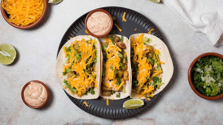 Taco Bell soft potato tacos served on table
