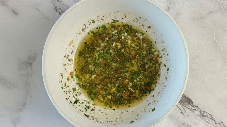 shrimp marinade in small bowl