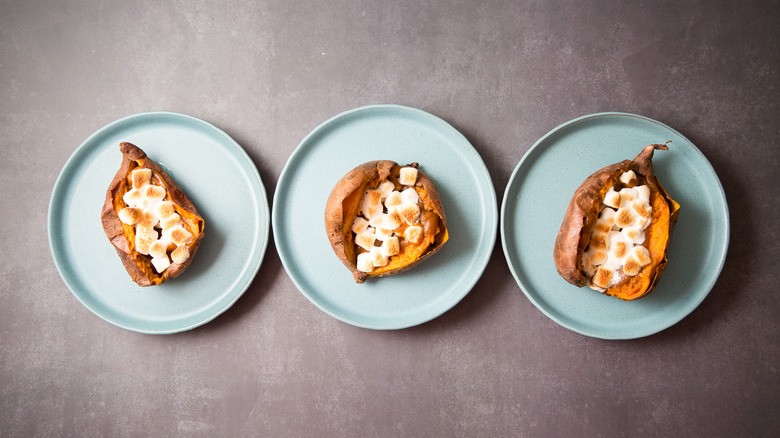 loaded sweet potatoes on table
