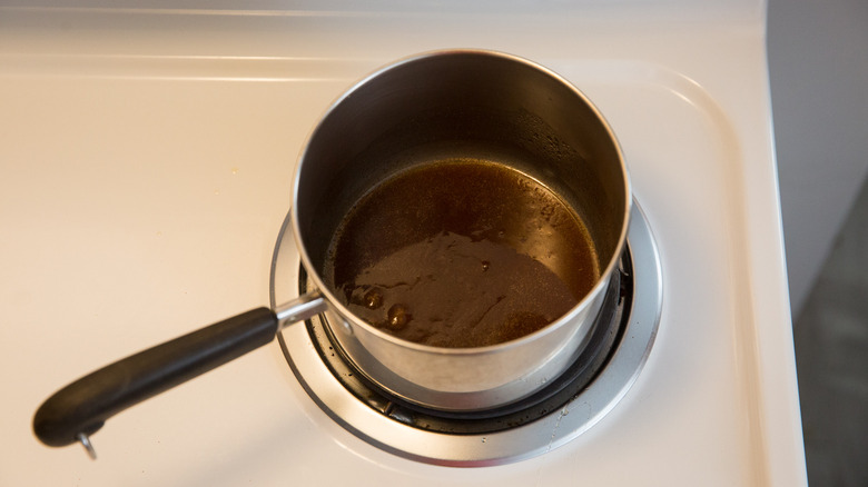 honey butter sauce in saucepan
