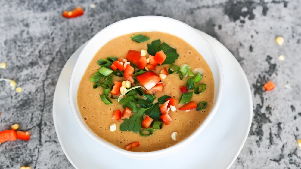 corn chowder being served