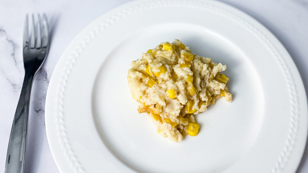 corn pudding on plate