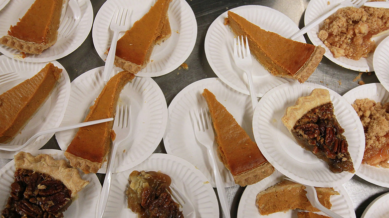 pie slices on paper plates