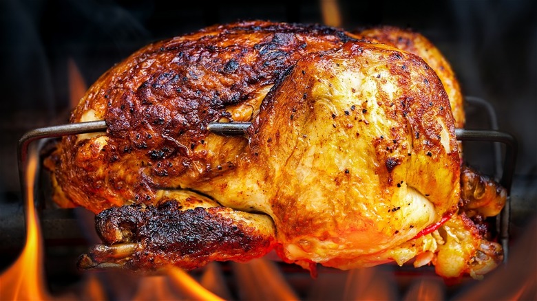 rotisserie chicken cooking