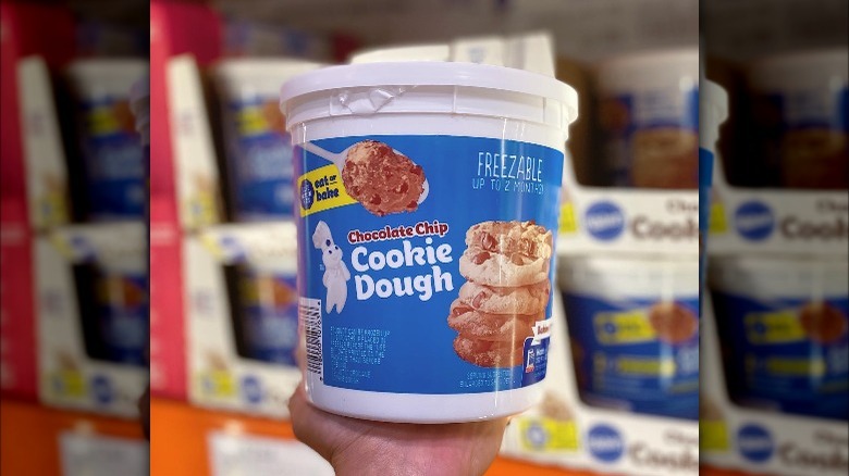 A 76oz. tub of Pillsbury Chocolate Chip Cookie Dough