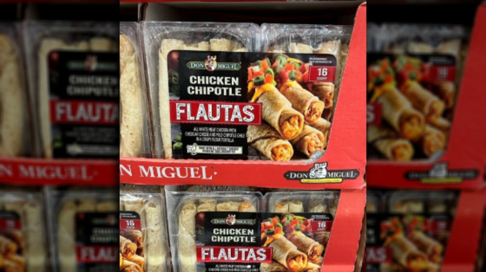 Costco shelf packed with Don Miguel flautas