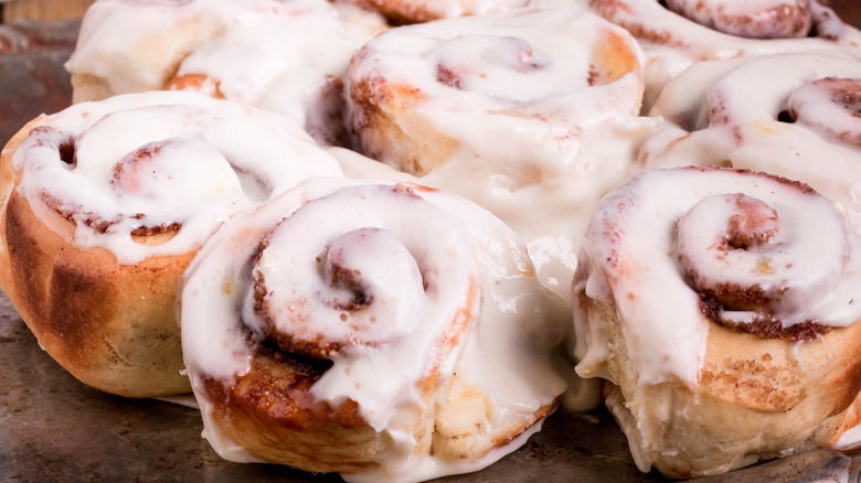 Frosted cinnamon rolls