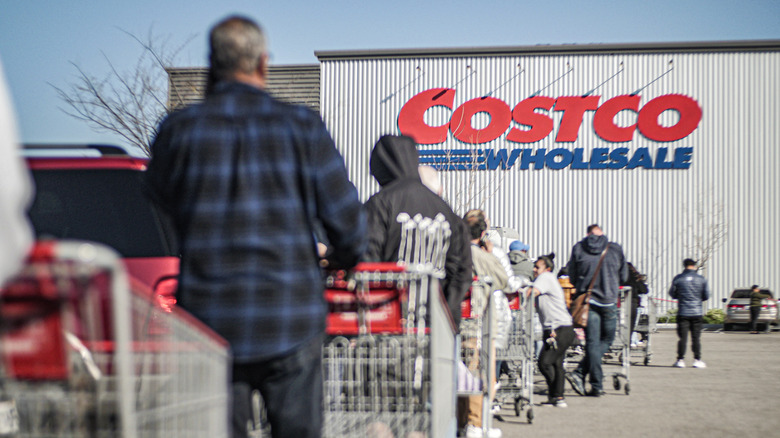 Line of customers outside of Costco