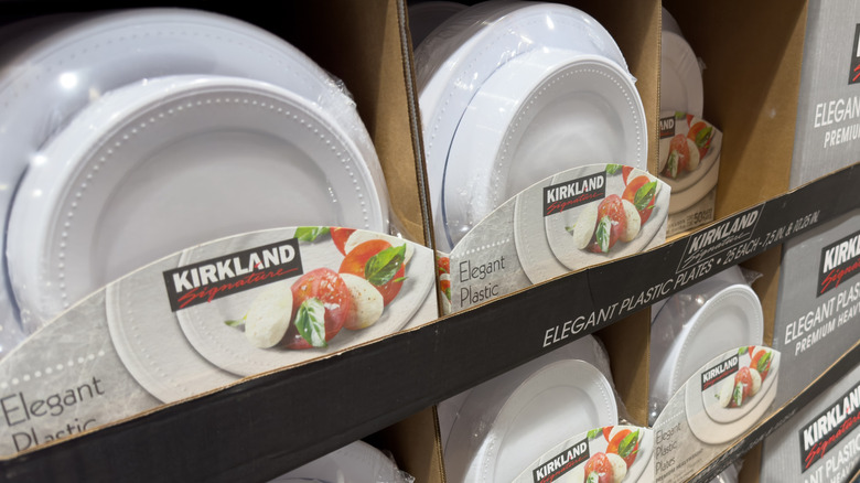 Kirkland Signature plastic plates at Costco