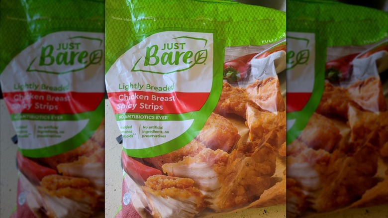Bag of Just Bare spicy breaded chicken strips