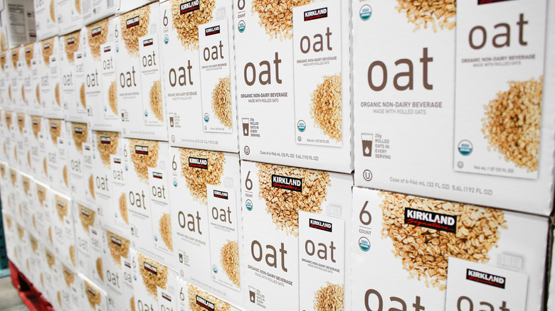 boxes of Kirkland Signature oat beverage