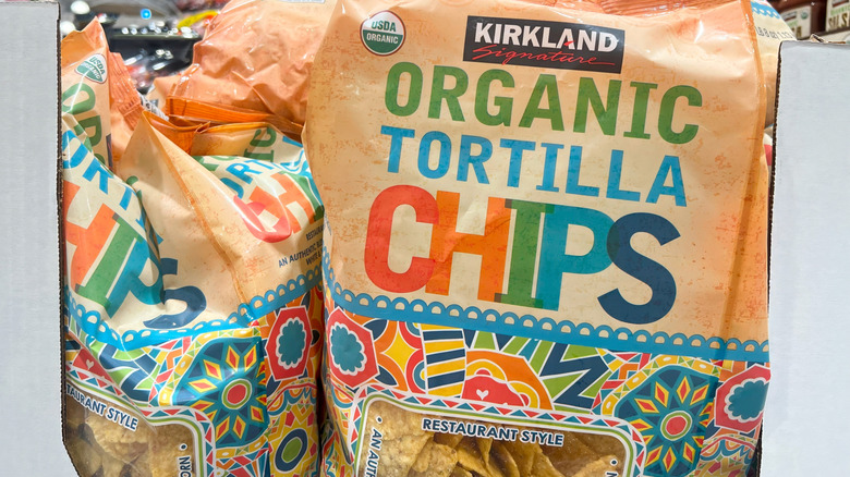 bags of Kirkland Signature Organic Tortilla Chips