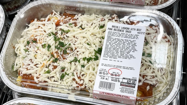 A tray of premade Costco Ravioli Lasagna