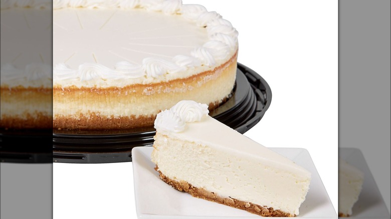 Cake and slice of signature cheesecake from Costco
