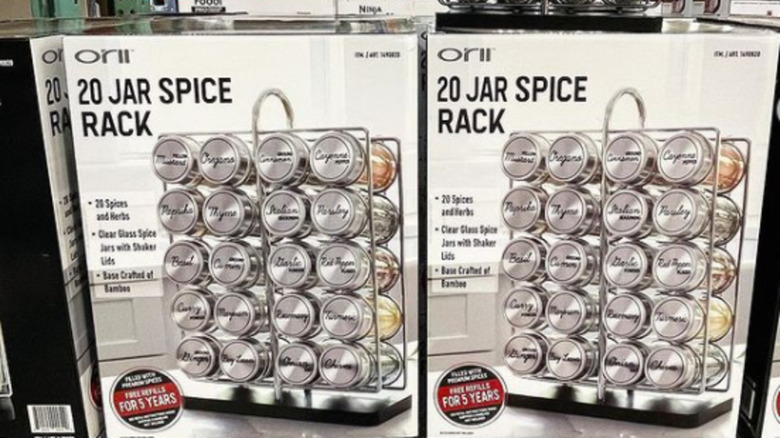 Boxes of Costco's 20 jar spice rack