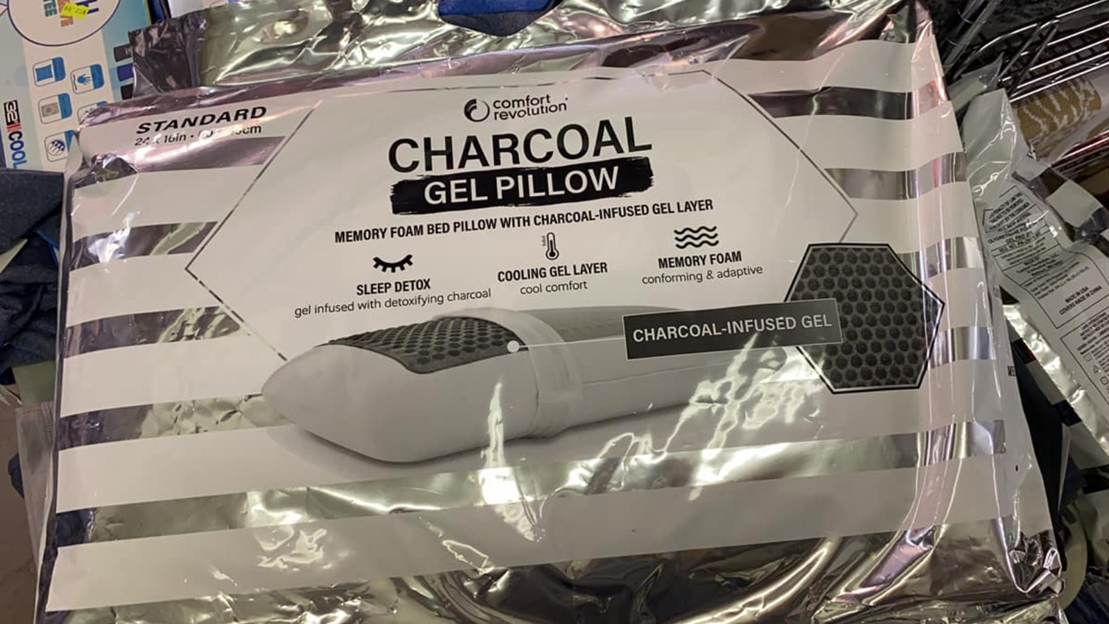 Comfort Revolution Charcoal Gel Memory Foam Pillow 