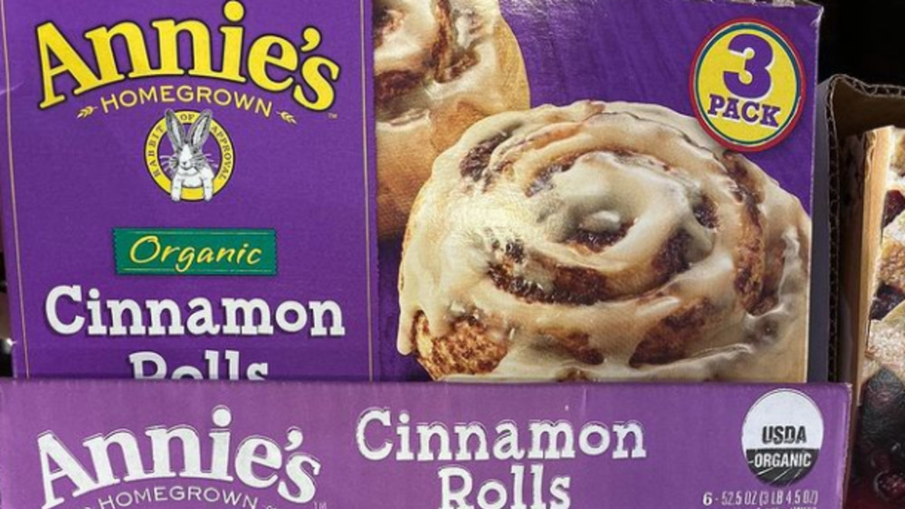 Costco box of Annie's organic cinnamon rolls