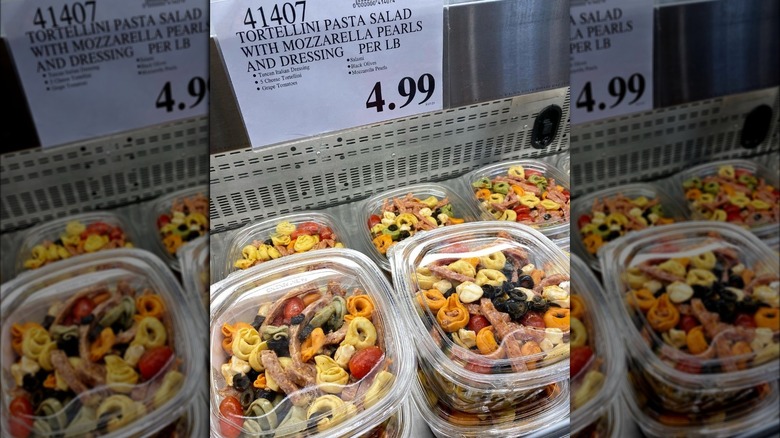 Plastic boxes of Costco's tortellini salad