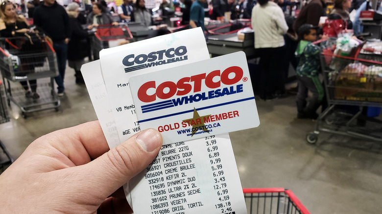 Costco receipt and membership card