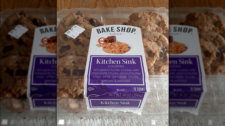Plastic container of Kitchen Sink cookies from Aldi