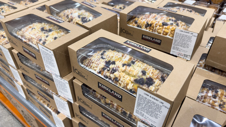 Boxes of Costco lemon blueberry loaf
