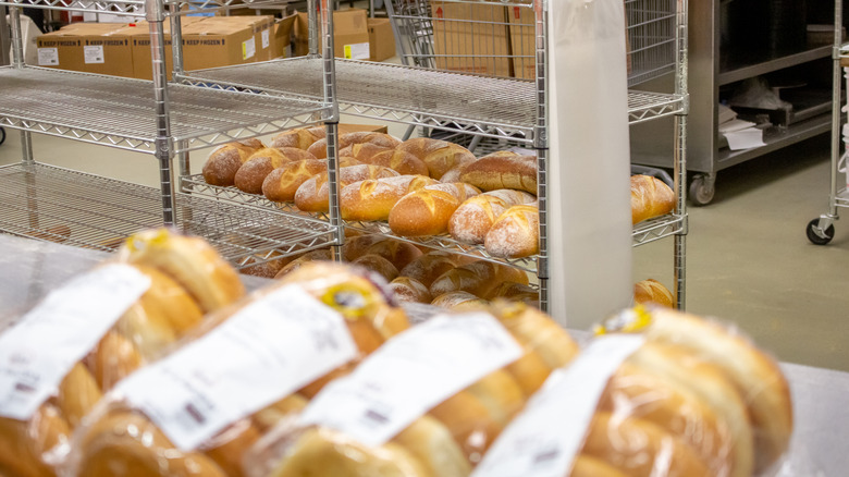 Fresh bakes on racks at Costco