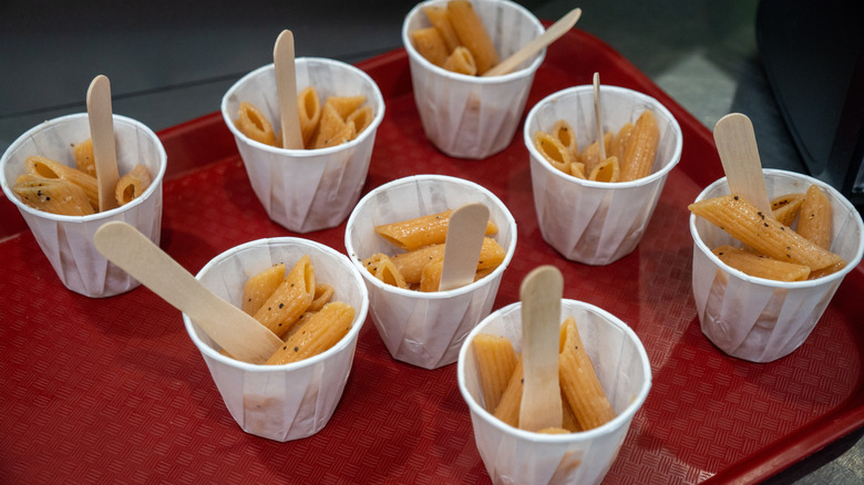 Sample cups of pasta