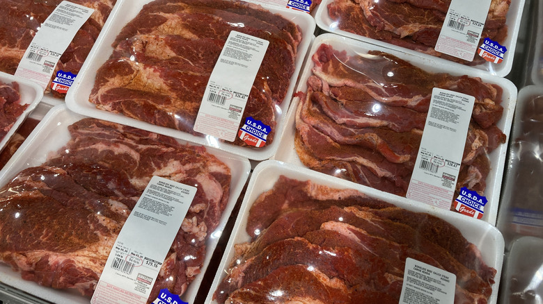packages of Costco steaks